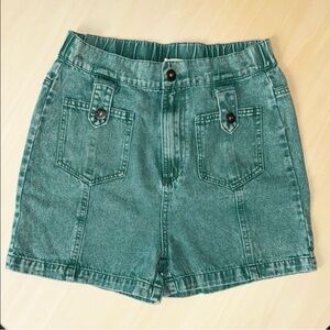 GREEN TURQUOISE DENIM SHORTS